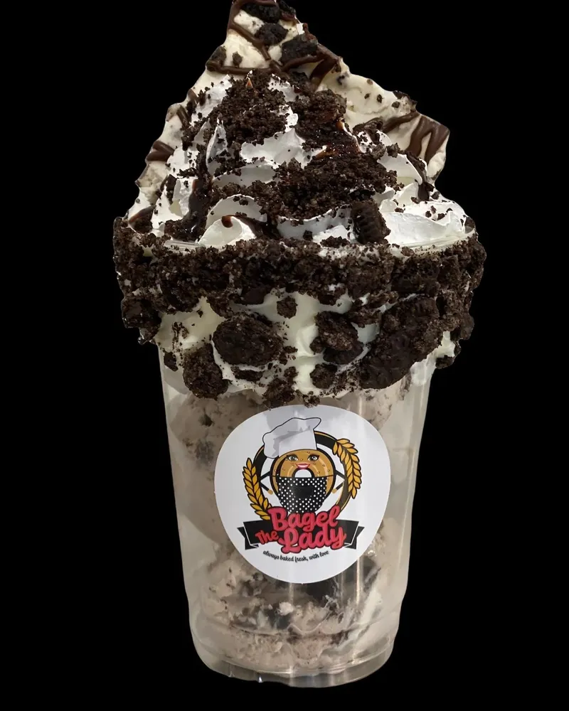 A cookies and cream shake with whipped cream